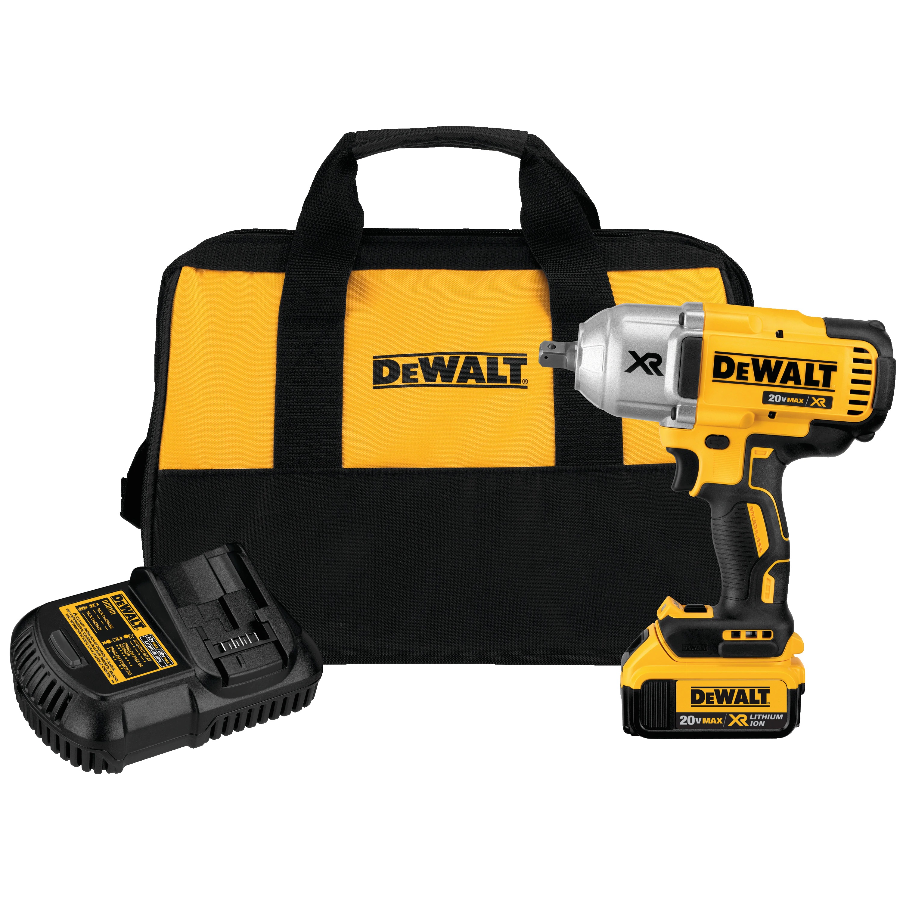DeWalt 20v MAX* XR Brushless High Torque 1/2in Impact Wrench with Dentent Pin Anvil (4.0 Ah) - Power Tools